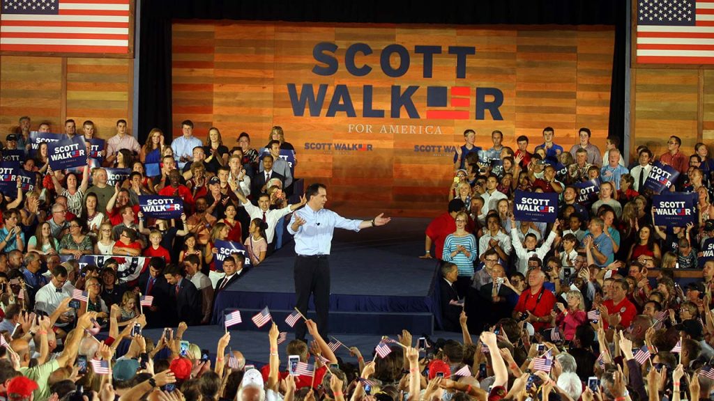 Gov. Scott Walker announces his run for president at the Waukesha County Expo Center on July 13, 2015.  Photo courtesy of ScottWalker.com