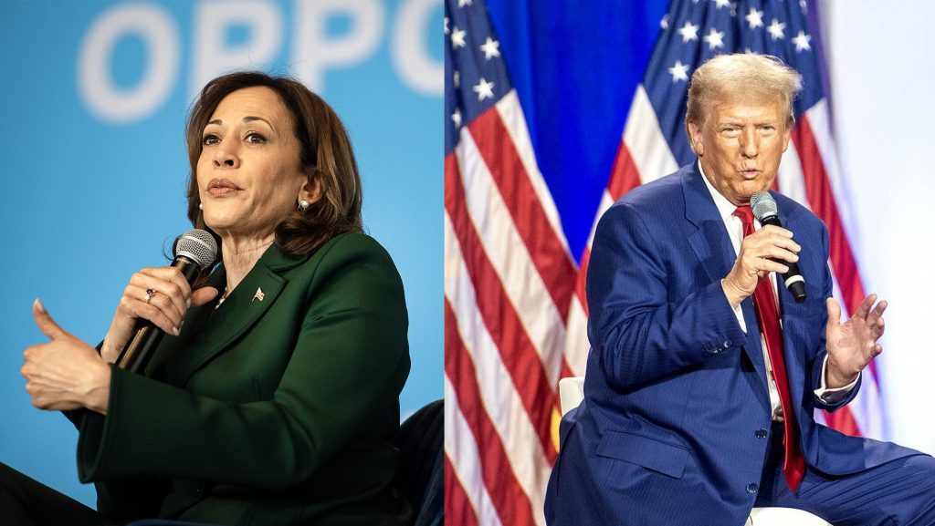 VP Kamala Harris and former President Donald Trump. Photos by Angela Major/WPR