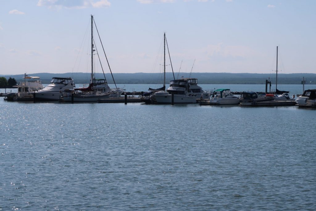 Fishing and recreational boats are docked at the Ashland marina in August 2018. Danielle Kaeding/WPR