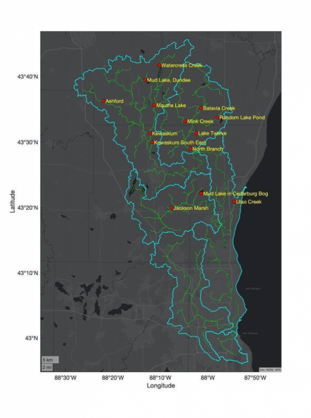 Figure 4.14 Locations of 14 recommended beaver restoration sites from page 84 of report. Source: MMSD Contract P-2890 "Project: Hydrological Impact of Beaver Habitat Restoration in the Milwaukee River Watershed," November 2020.