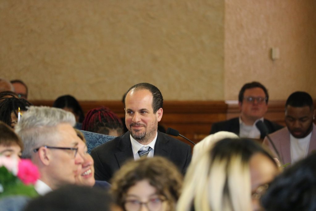 Ald. Jonathan Brostoff at Charter Meeting. Photo taken April 16, 2024 by Sophie Bolich.