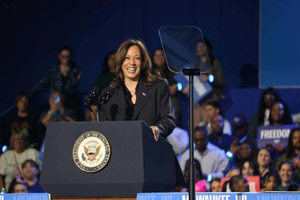 Vice President Kamala Harris at her 'When We Vote We Win' rally in West Allis. Photo taken Nov. 1, 2024 by Sophie Bolich.