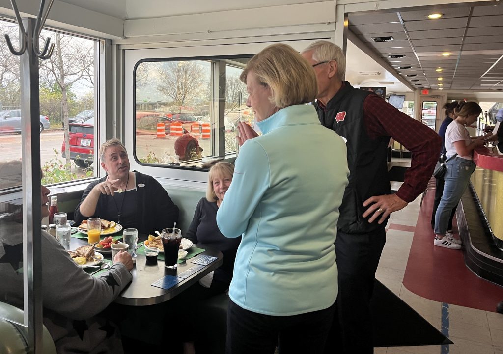 U.S. Senator Tammy Baldwin and Governor Tony Evers visited Miss Katie's Diner on Election Day. Photo taken Nov. 5, 2024 by Sophie Bolich.