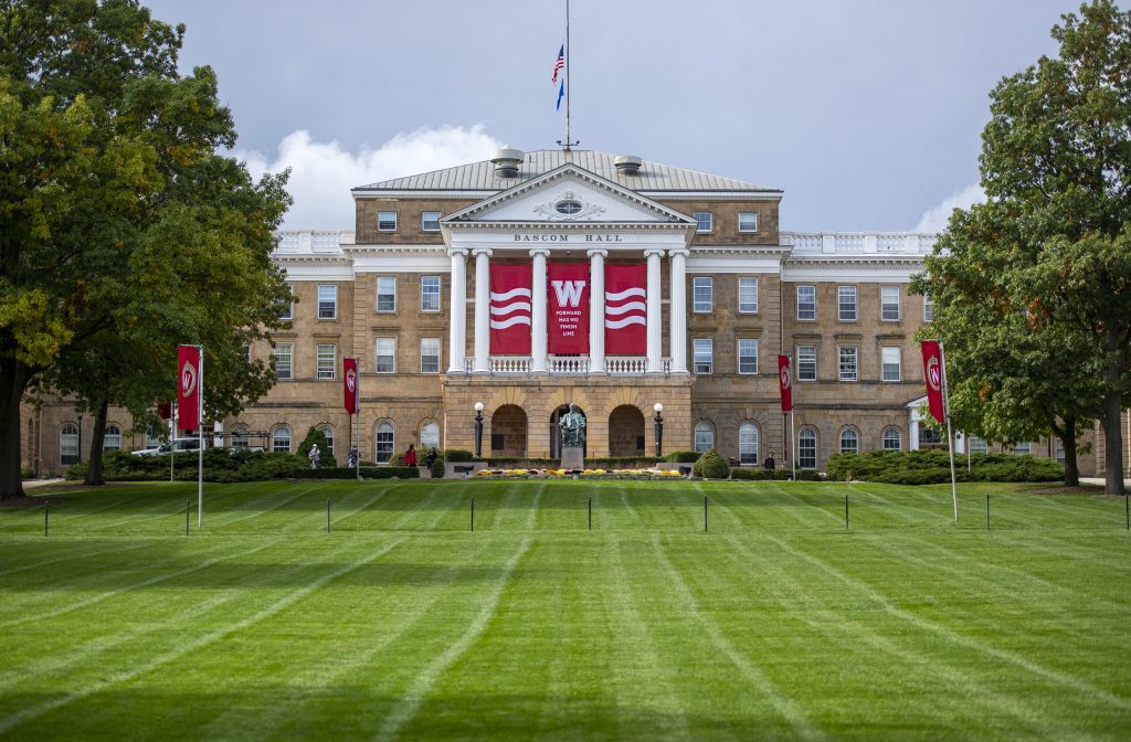 The sun shines on Bascom Hill on Friday, Oct. 22, 2021, at UW-Madison in Madison, Wis. Angela Major/WPR