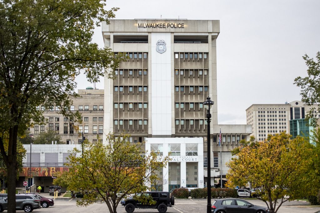 The Milwaukee Police Administration Building on Thursday, Oct. 13, in Milwaukee, Wis. Angela Major/WPR