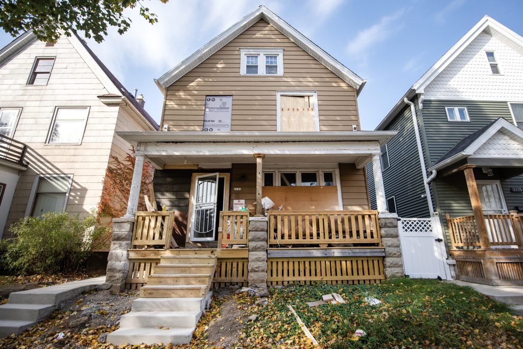 A home is being renovated by Homes MKE on Tuesday, Oct. 29, 2024, in Milwaukee, Wis. Angela Major/WPR