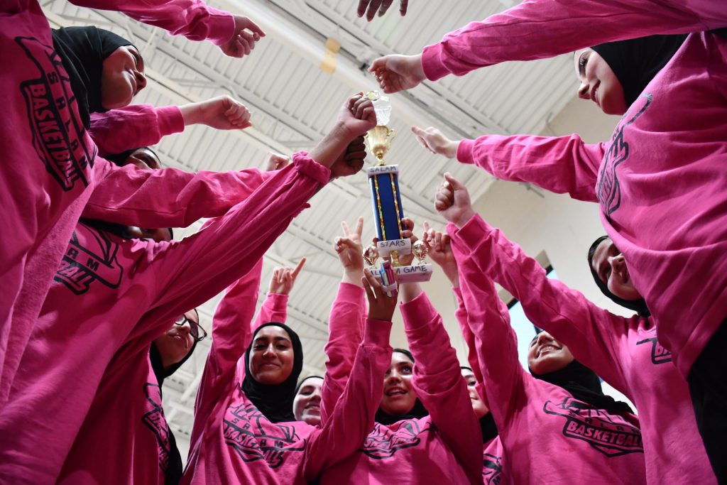 Salam Stars, an all-Muslim girls basketball team, takes home the win during an alumni game on Thursday, Oct. 31, 2024. Mackenzie Krumme/WPR