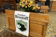 Ald. Jonathan Brostoff's honorary desk. Photo by Jeramey Jannene.