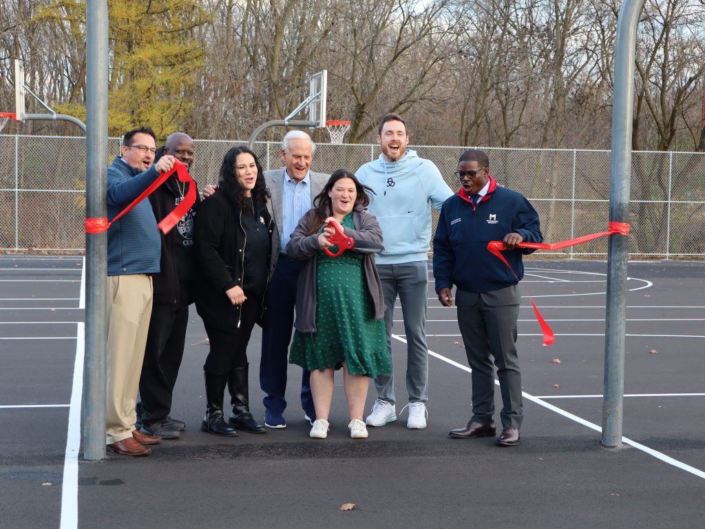 (Left to Right) Parks Director Guy Smith, Runing Rebels founders Victor Barnett and Dawn Barnett, Ted Kellner, Milwaukee Parks Foundation Executive Director Rebecca Stone, Pat Connaughton and County Executive David Crowley. Photo taken Nov. 21, 2024 by Graham Kilmer.