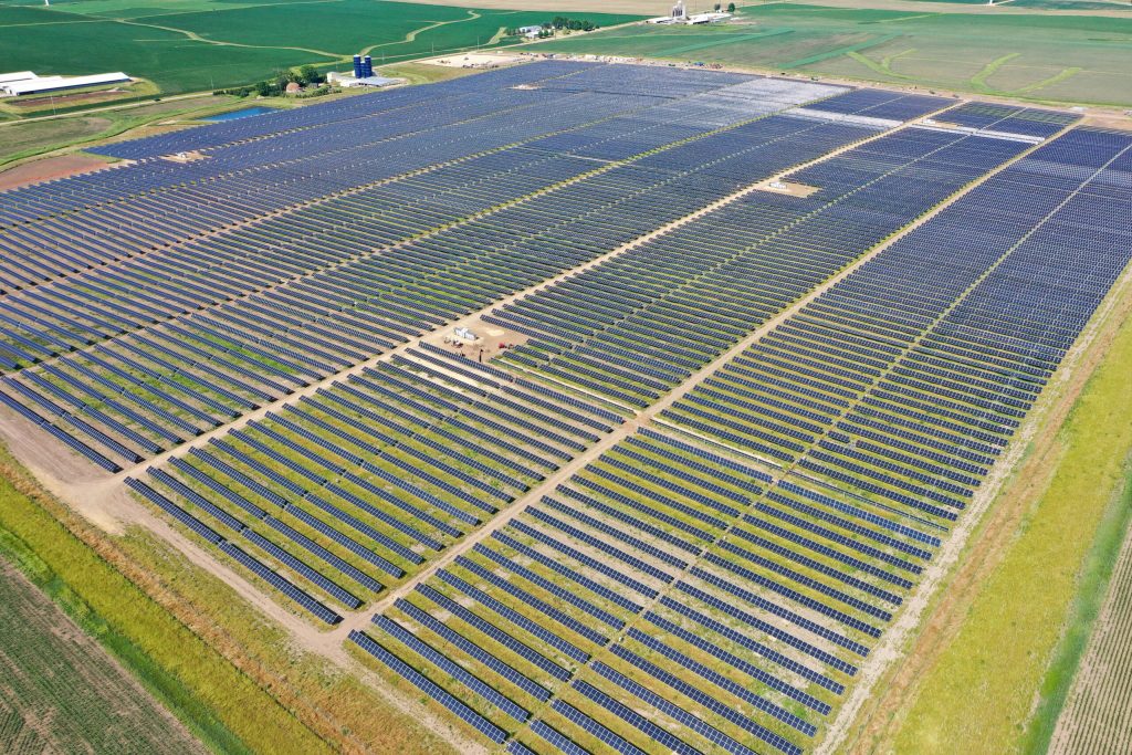 Wisconsin Public Service, We Energies, and Madison Gas and Electric have partnered before on the 300-megawatt Badger Hollow solar farm seen here. The first 150 megawatts of that project went online on Dec. 1, 2021. Like the Paris project, the solar farm was developed by Invenergy. Photo courtesy of Wisconsin Public Service