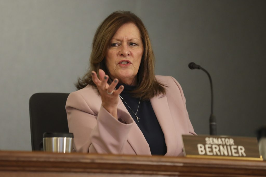 Former state Sen. Kathleen Bernier, R-Chippewa Falls, pictured during a media briefing on growing threats to election professionals in Wisconsin, held at the Wisconsin State Capitol on Dec. 13, 2021. Coburn Dukehart/Wisconsin Watch