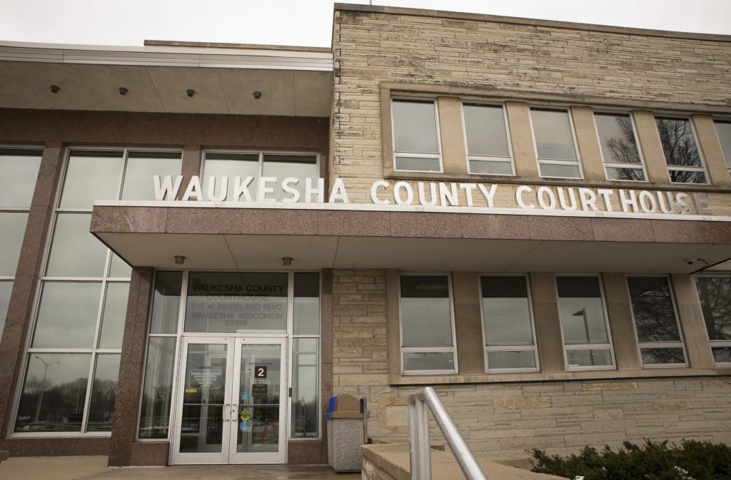 Outside the Waukesha County Courthouse on Thursday, April 11, 2019. Darin Dubinsky/WPR