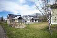 A residential area in River Falls, Wis., uses solar panels to produce electricity Friday, April 16, 2021. Angela Major/WPR