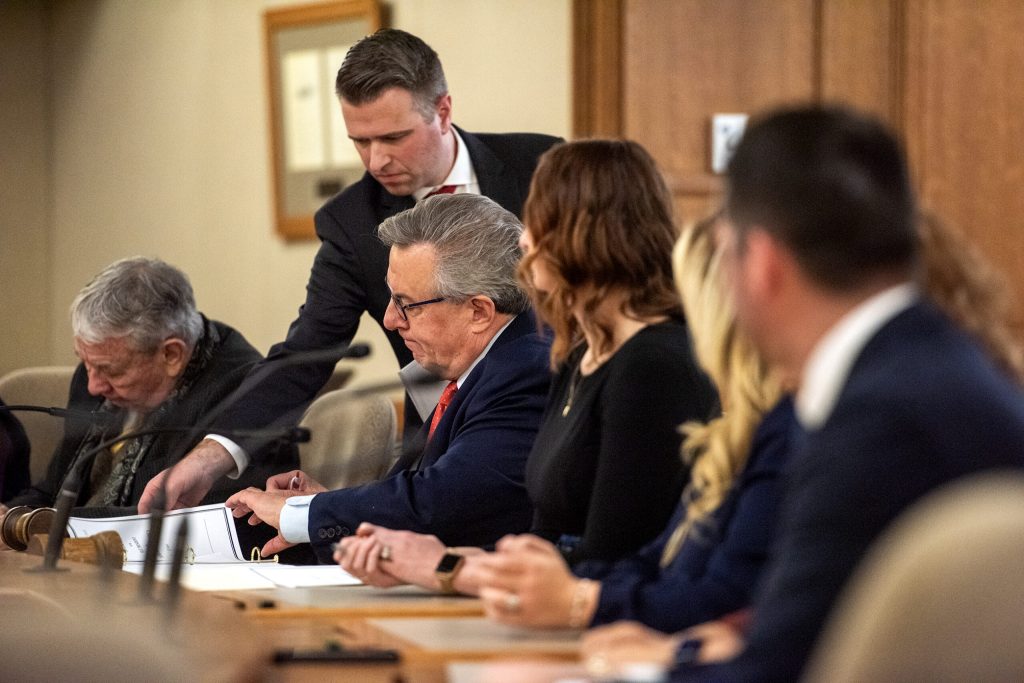 Republican Party of Wisconsin Chair Brian Schimming receives a ballot to fill out along with the other electors Tuesday, Dec. 17, 2024, at the Wisconsin State Capitol in Madison, Wis. Angela Major/WPR