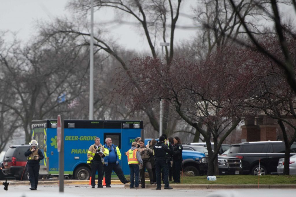 SSM Health across the street from Abundant Life Christian School acts as the reunification center after a shooting on Dec. 16, 2024. Angela Major/WPR