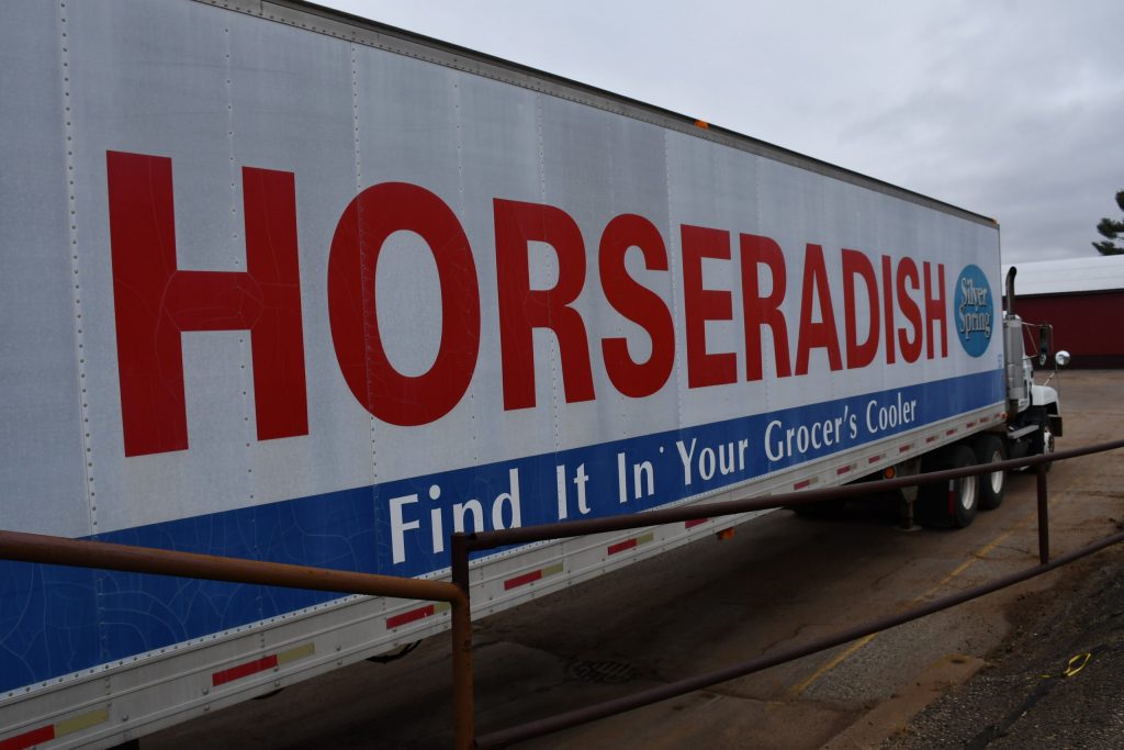 Huntsinger Farms in Eau Claire tags itself as the largest grower and processor of Horseradish in the world. The horseradish products are sold domestically but also in Japan, Canada and Europe. Mackenzie Krumme/WPR