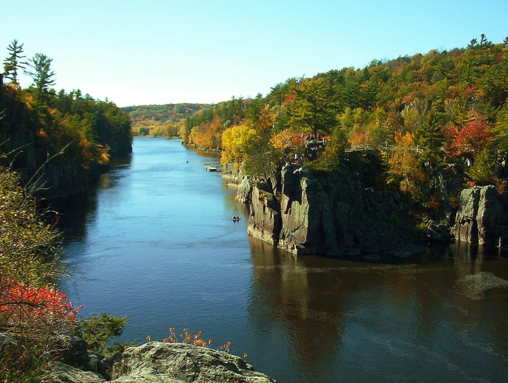 Dalles of the St. Croix River in Interstate State Park, Minnesota — from the Wisconsin bank. (Public Domain)