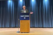 Gov. Tony Evers kicks off a budget listening session in Appleton, Wis. on Monday, Dec. 2 | Photo by Andrew Kennard