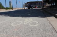 Bike lane on E. Mason Street Bridge. Photo taken by Graham Kilmer.