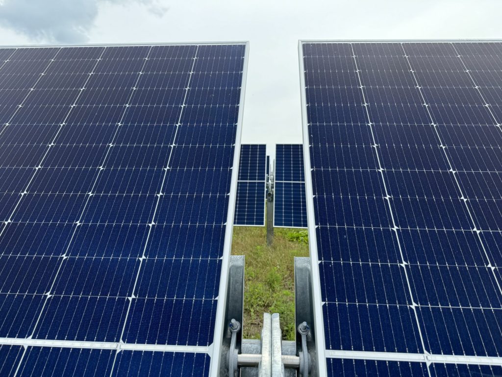 This photo shows panels at the Paris Solar Park in Kenosha County. The site came online in December. Photo Courtesy of We Energies