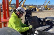 Will Cummings, a journeyman ironworker and welding foreman at The Boldt Company, wears one of the new safety helmets. Photo courtesy of The Boldt Company