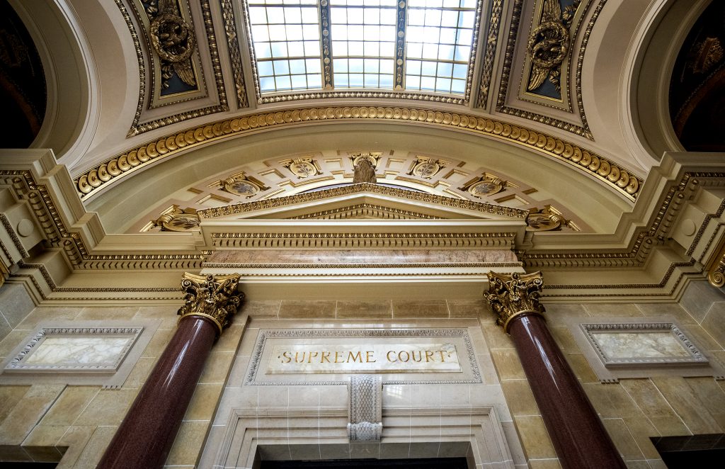 The Wisconsin Supreme Court on Wednesday, June 9, 2021, at the Wisconsin State Capitol in Madison, Wis. Angela Major/WPR