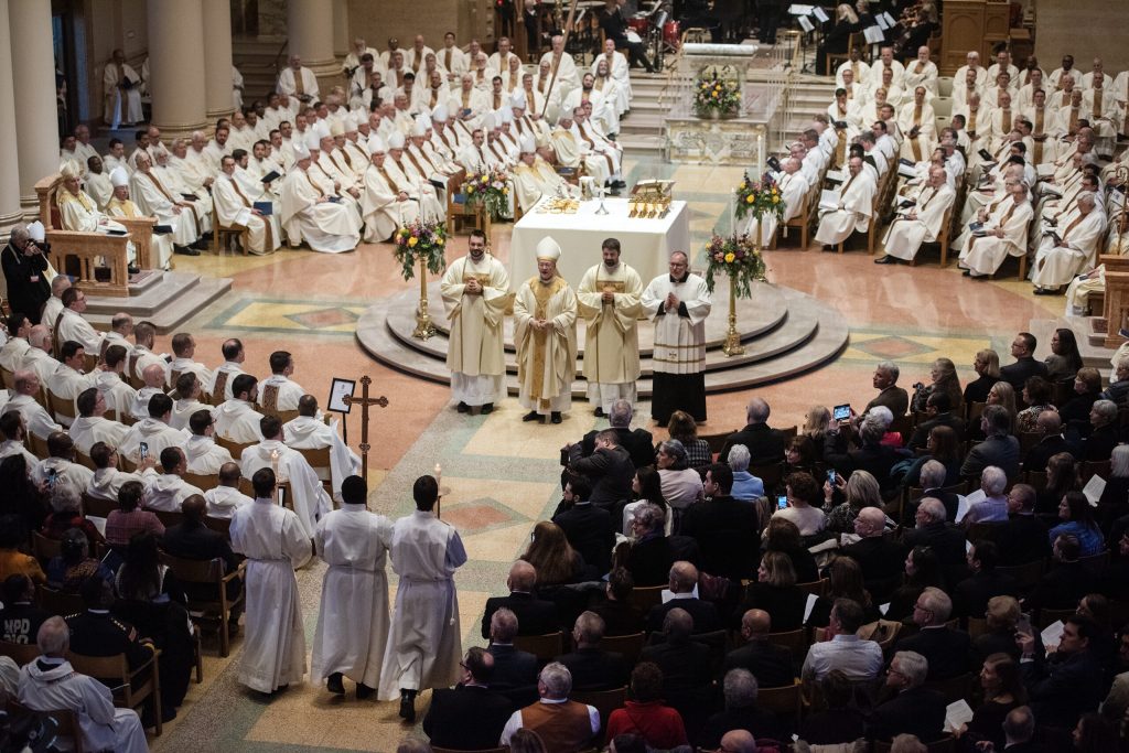 The Cathedral of Saint John the Evangelist is filled as Jeffrey Grob is installed as the 12th Archbishop of Milwaukee on Tuesday, Jan. 14, 2025. Angela Major/WPR