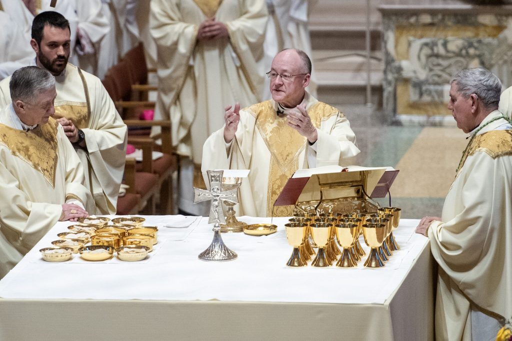 Jeffrey Grob speaks as he is installed as the 12th Archbishop of Milwaukee on Tuesday, Jan. 14, 2025, at the Cathedral of Saint John the Evangelist in Milwaukee, Wis. Angela Major/WPR