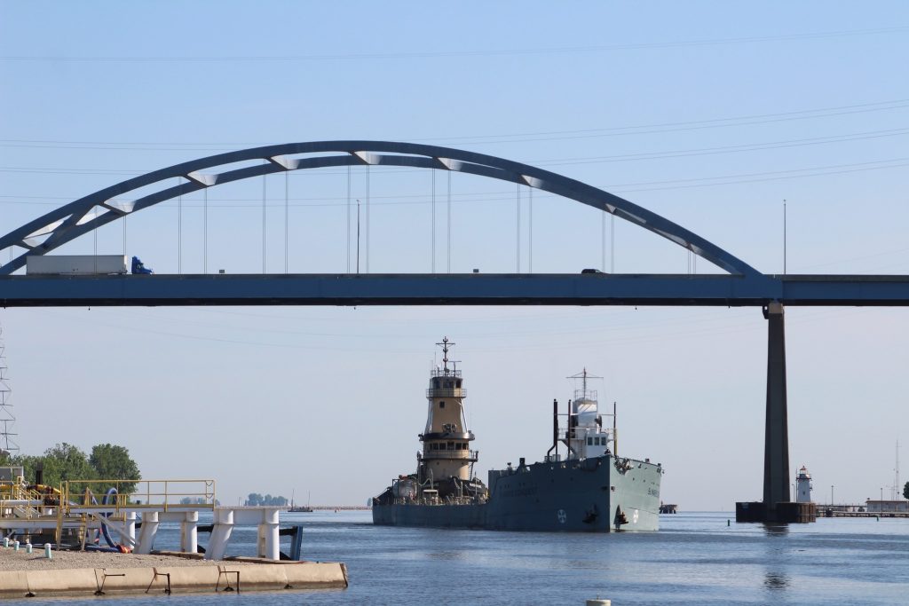 A ship coming into the Port of Green Bay. Photo courtesy of Port of Green Bay’s Facebook page