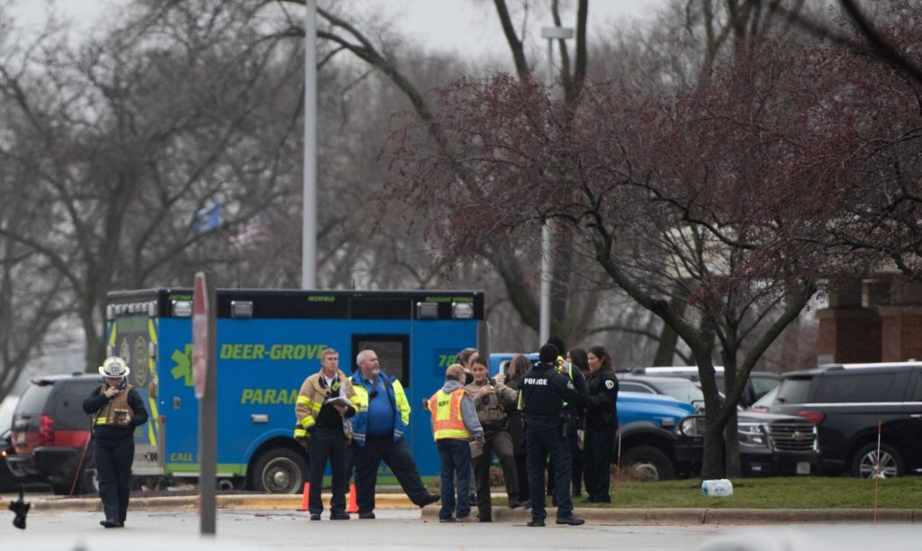 SSM Health across the street from Abundant Life Christian School acts as the reunification center after a shooting on Dec. 16, 2024. Angela Major/WPR