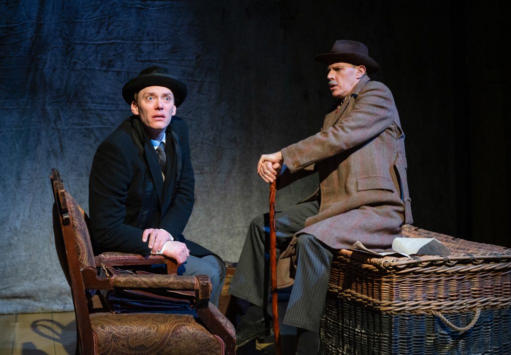 Milwaukee Repertory Theater presents The Woman in Black in the Stiemke Studio, January 21 –March 23, 2025. Pictured: Mark Hawkins and Ben Porter. Photo by Michael Brosilow.