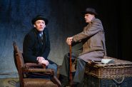 Milwaukee Repertory Theater presents The Woman in Black in the Stiemke Studio, January 21 –March 23, 2025. Pictured: Mark Hawkins and Ben Porter. Photo by Michael Brosilow.