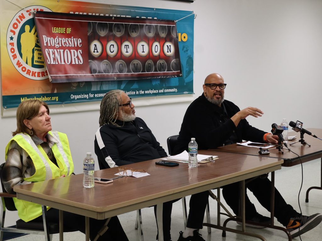 Former U.S. Capitol Police Officer speaks at the Milwaukee Area labor Council, AFL-CIO. Photo taken Jan. 28 by Graham Kilmer.