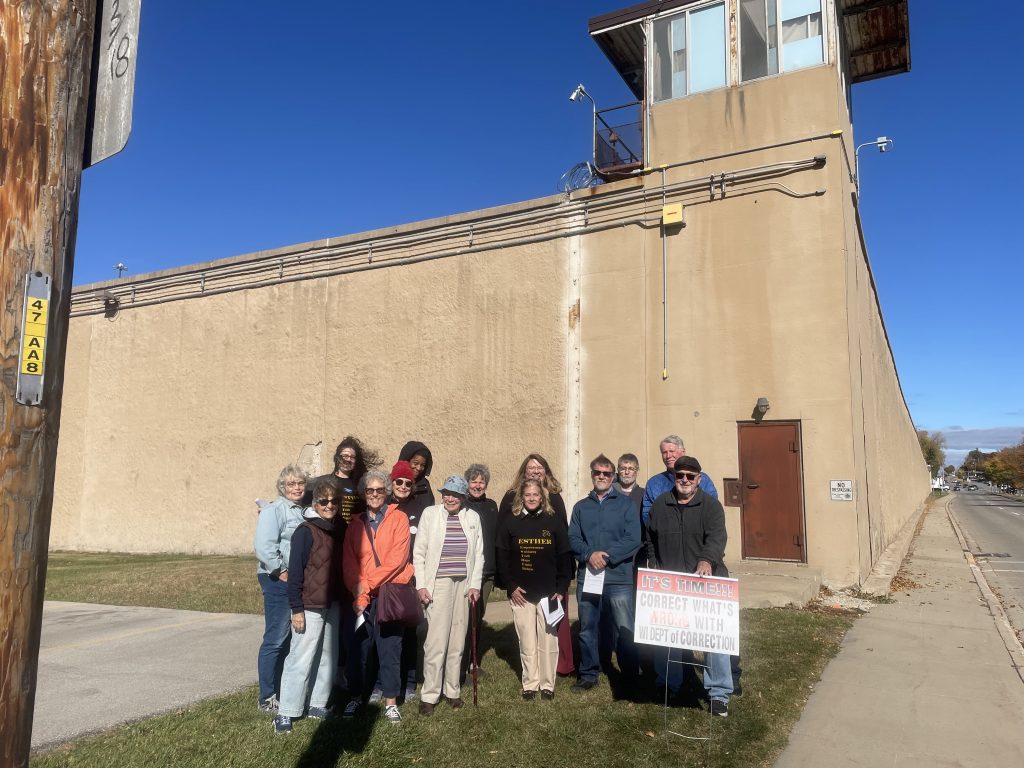 A vigil held by JOSHUA, an affiliate of WISDOM, at Green Bay Correctional Institution for those in solitary confinement. Photo by Andrew Kennard/Wisconsin Examiner