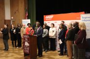 County Executive David Crowley speaks at AARP event at Washington Park Senior Center. Photo taken Jan. 23, 2025 by Graham Kilmer.