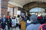 Alderwoman Larresa Taylors leads a press conference about a proposed ICE facility. Photo by Jeramey Janene.