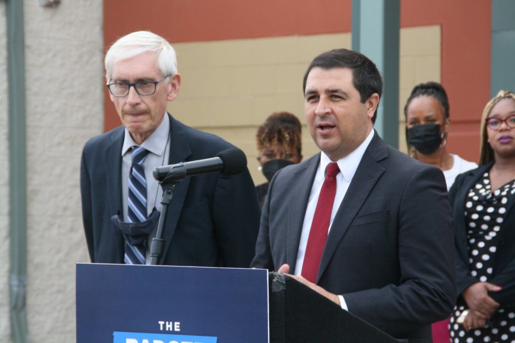 Speaking at a violence prevention press conference Photo taken Oct. 13, 2021 by Jeramey Jannene.