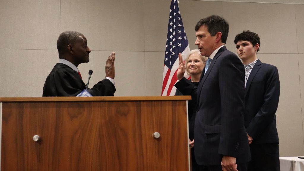 Kent Lovern Sworn In as District Attorney. Photo taken by Graham Kilmer.