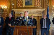 Assembly Republicans speaking about the voter ID  constitutional amendment proposal at a press conference Tuesday. Photo by Baylor Spears/Wisconsin Examiner