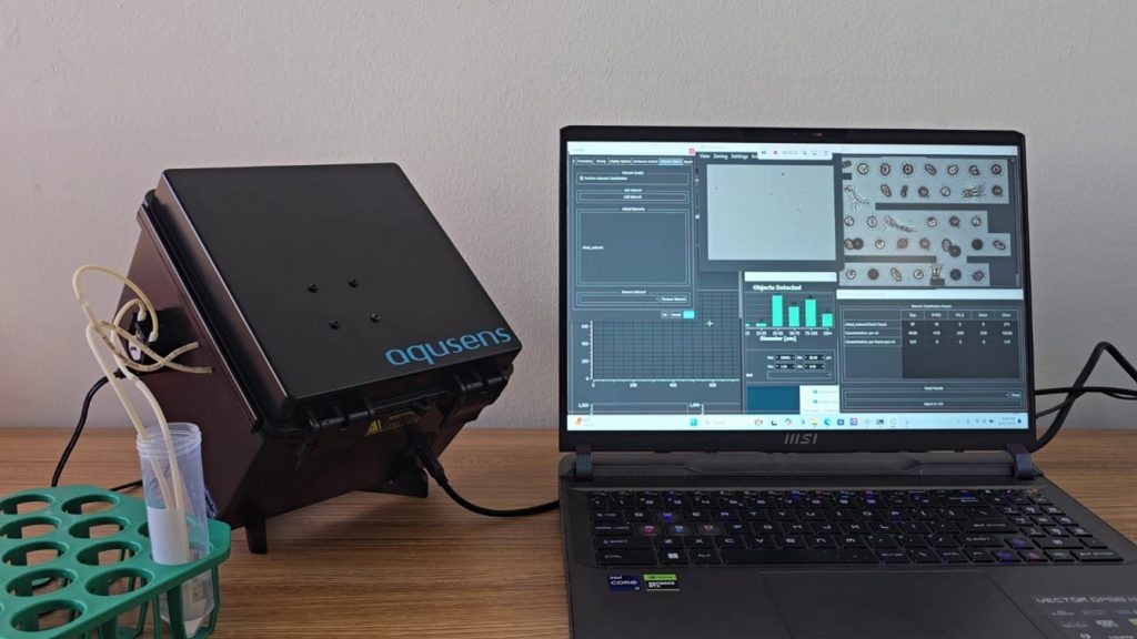 Lucendi’s Aqusens platform identifies microplastics and other contaminants in water. Photo from The Water Council.