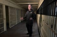 Inspector Aaron Dobson in the old Milwaukee County Jail space, last used in the 1990s. Photo taken Feb. 3, 2025 by Sophie Bolich.