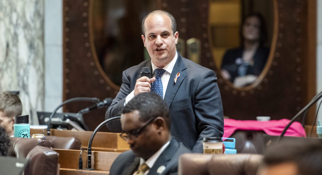 Rep. Jonathan Brostoff, D-Milwaukee, speaks Wednesday, June 16, 2021, at the Wisconsin State Capitol in Madison, Wis. Angela Major/WPR