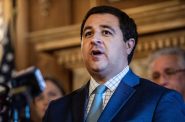 Wisconsin Attorney General Josh Kaul speaks at a press conference advocating for stricter gun laws Thursday, Sept. 21, 2023, at the Wisconsin State Capitol in Madison, Wis. Angela Major/WPR