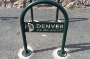 A bike rack in Denver, CO. Photo by Xnatedawgx, CC BY-SA 4.0 , via Wikimedia Commons