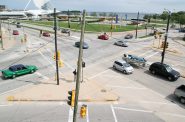 The intersection of N. Lincoln Memorial Drive and E. Michigan Street in 2014. Photo by Jeramey Jannene.