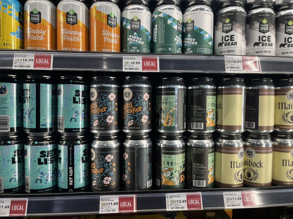 Craft beer on grocery store shelves. Photo taken Feb. 13, 2025 by Sophie Bolich.