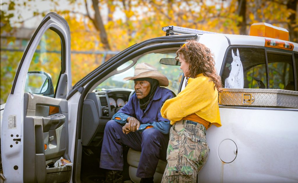 Isaac Steele alongside Joy Grant recipient Natalie Derr. Derr will produce a film about Steele as the owner of Steele’s Professional Welding in the Walnut Hill neighborhood and his legacy as a 3rd generation Black Cowboy. Photo Credit: Kelvin Kazibwe