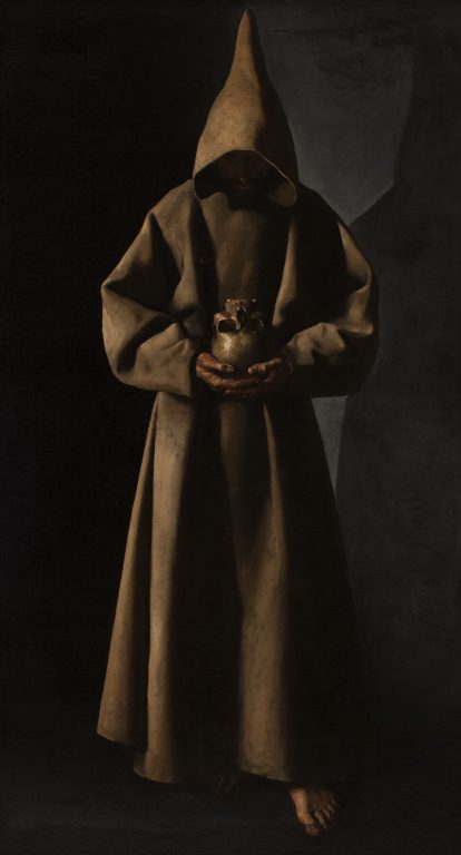 Francisco de Zurbarán (Spanish, 1598–1664), Saint Francis of Assisi in His Tomb, 1630/34. Oil on canvas. 80 5/8 × 44 5/8 in. (204.79 × 113.35 cm). Purchase, M1958.70. Photo credit: John R. Glembin