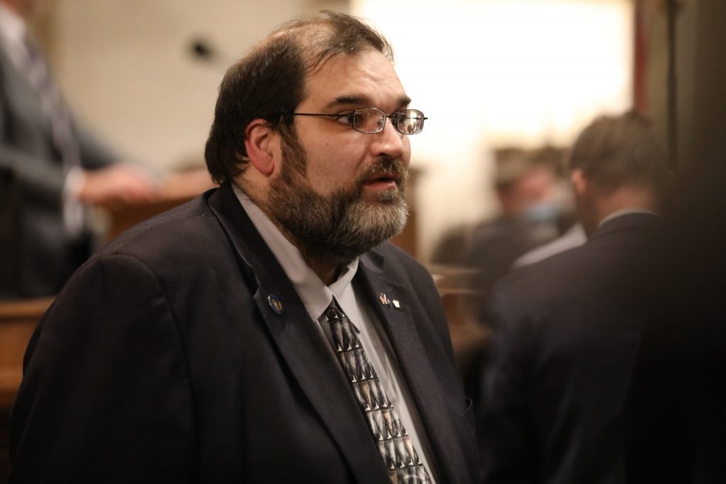 Sen. Andre Jacque, R-De Pere, is seen during Gov. Tony Evers’ State of the State address at the Wisconsin State Capitol in Madison, Wis., on Feb. 15, 2022. Coburn Dukehart/Wisconsin Watch