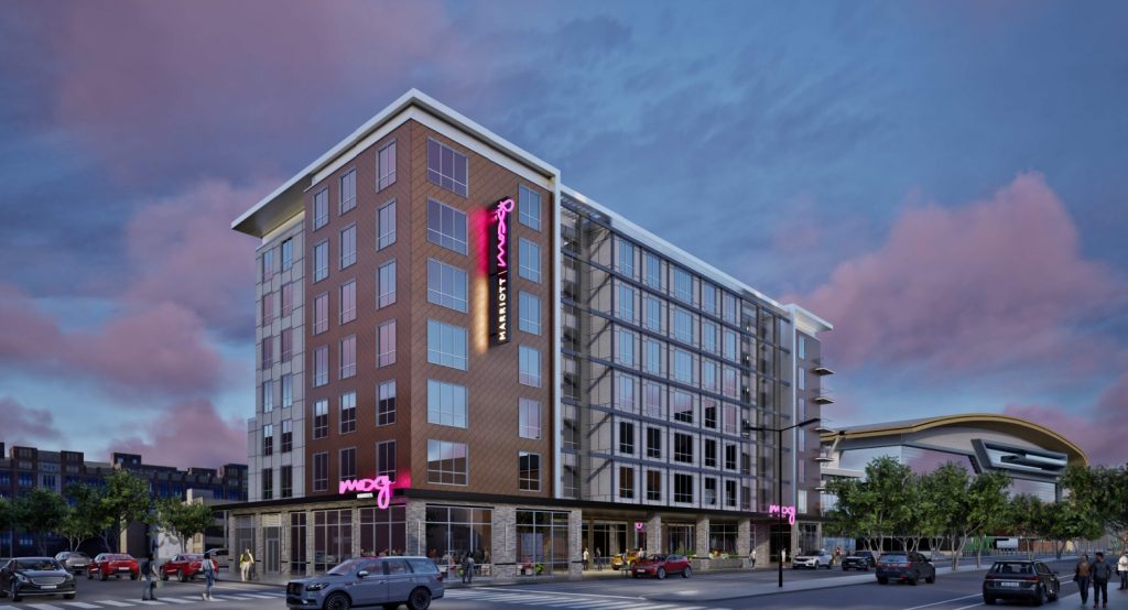 The Moxy Milwaukee Deer District hotel. Rendering by Gary Brink & Associates.